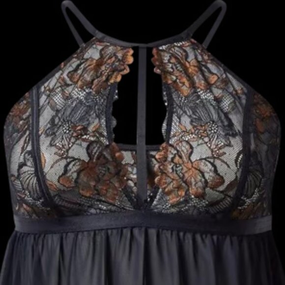 ❤️NWT VINTAGE TORRID LINGERIE LACE WIRELESS BABYDOLL- SHEER HIGH NECK PLUS SSIZE - Picture 8 of 13